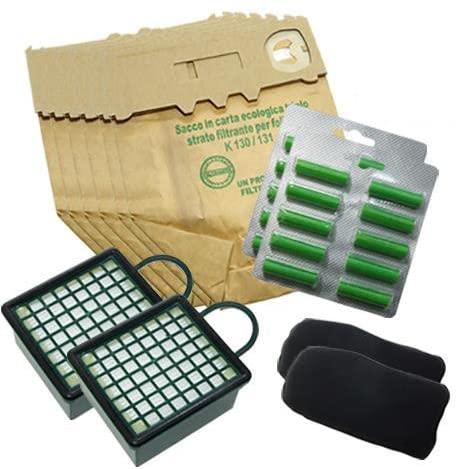 12 Sacchetti Carta + 15 Profumi Per Aspirapolvere Vorwerk VK 130 E 131 - Ricambi Adattabili